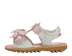 Left side view of Infant Girls Kick Bow Sandals Leather White