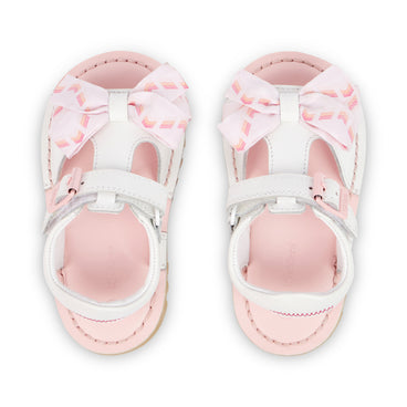 Detail view (Top view mapped) of Infant Girls Kick Bow Sandals Leather White