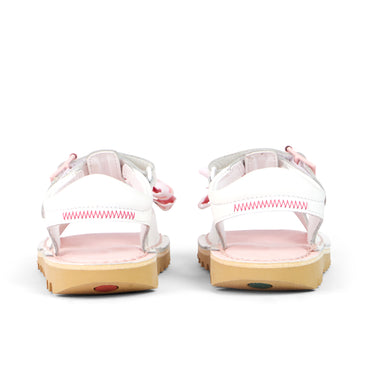 Back view of Infant Girls Kick Bow Sandals Leather White