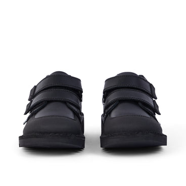 Front view of Junior Boys Kick Scuff Twin Leather Black