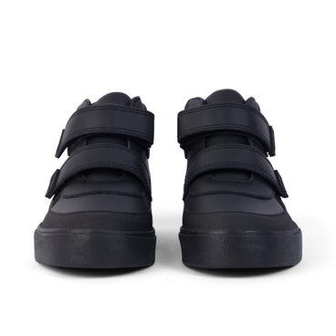 Front view of Junior Boys Tovni Scuff Hi Leather Black