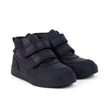 Front ¾ right of Infant Boys Tovni Scuff Hi Leather Black