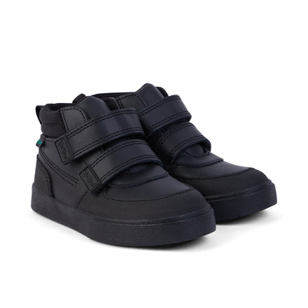 Front ¾ right of Infant Boys Tovni Scuff Hi Leather Black