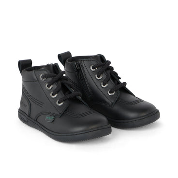 Front ¾ right of Infant Unisex Playflex Hi Leather Black