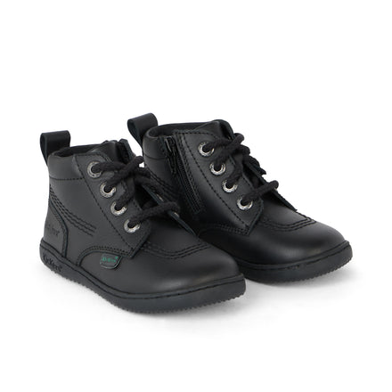 Front ¾ right of Infant Unisex Playflex Hi Leather Black