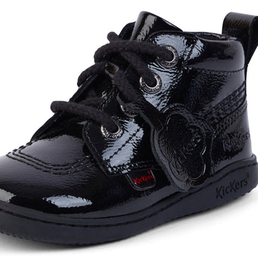 Detail view (close-up) of Infant Unisex Playflex Hi Crinkle Patent Leather Black