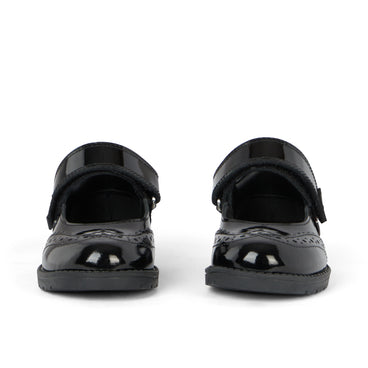 Front view of Infant Girls Lachly Mj Brogue Patent Leather Black