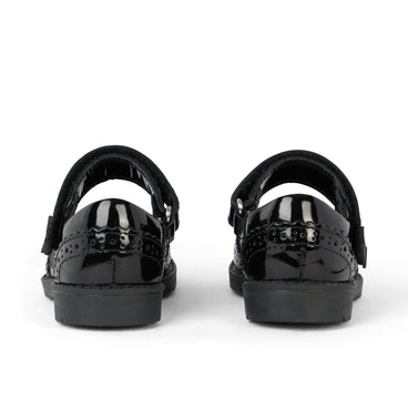 Back view of Infant Girls Lachly Mj Brogue Patent Leather Black