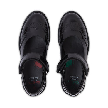 Detail view (Top view mapped) of Junior Girls Lachly MJ Brogue Patent Leather Black