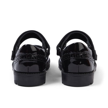 Back view of Junior Girls Lachly MJ Brogue Patent Leather Black