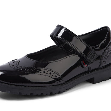 Detail view (close-up) of Junior Girls Lachly MJ Brogue Patent Leather Black