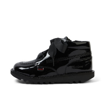 Left side view of Junior Girls Kick Hi Ribbon Patent Leather Black