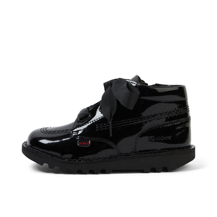 Left side view of Junior Girls Kick Hi Ribbon Patent Leather Black