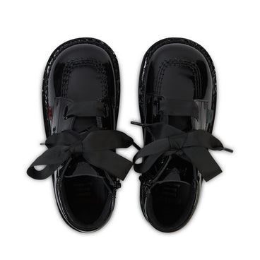 Detail view (Top view mapped) of Junior Girls Kick Hi Ribbon Patent Leather Black