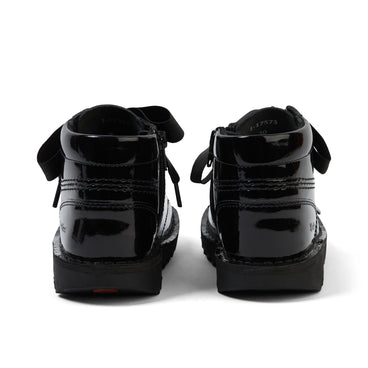 Back view of Junior Girls Kick Hi Ribbon Patent Leather Black