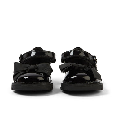 Front view of Infant Girls Kick Mj Bow Patent Leather Black