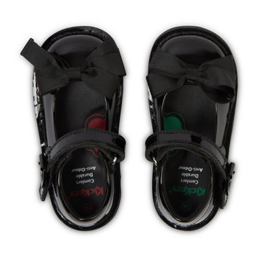 Detail view (Top view mapped) of Infant Girls Kick Mj Bow Patent Leather Black