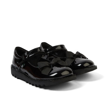 Front ¾ right of Junior Girls Kick Mj Bow Patent Leather Black
