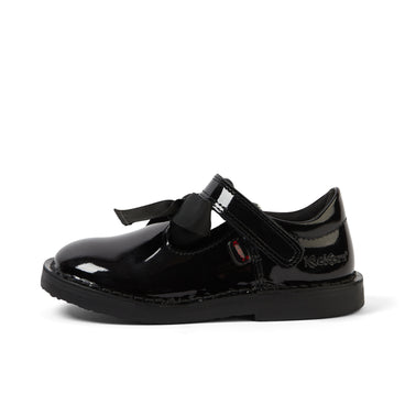Left side view of Infant Girls Adlar T Bar Bow Patent Leather Black