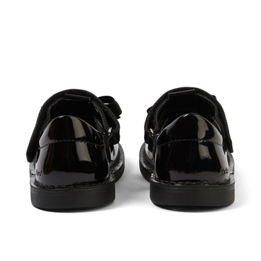 Back view of Junior Girls Adlar T Bar Bow Patent Leather Black