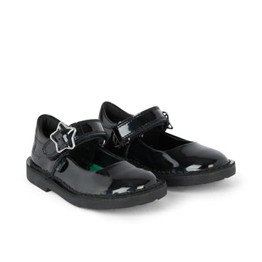 Front ¾ right of Infant Girls Adlar Mj Stardust Patent Leather Black