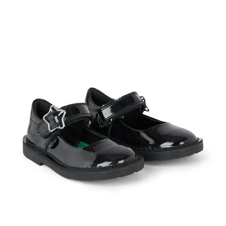 Front ¾ right of Infant Girls Adlar Mj Stardust Patent Leather Black