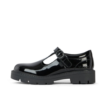 Left side view of Junior Girls Kori T Bar Patent Leather Black