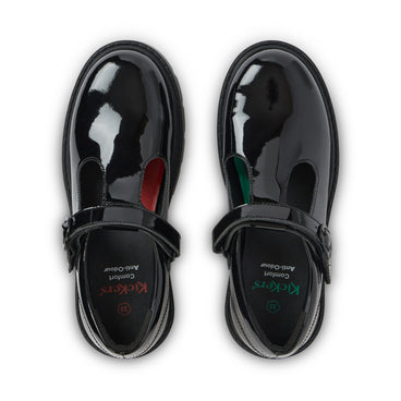 Detail view (Top view mapped) of Junior Girls Kori T Bar Patent Leather Black