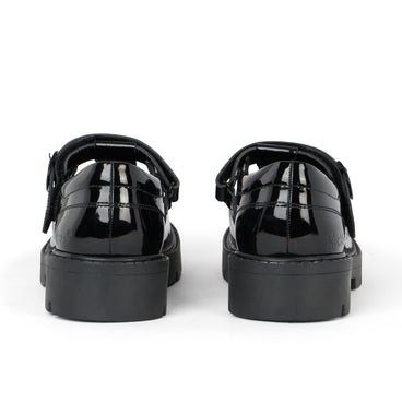 Back view of Junior Girls Kori T Bar Patent Leather Black
