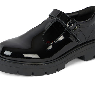 Detail view (close-up) of Junior Girls Kori T Bar Patent Leather Black