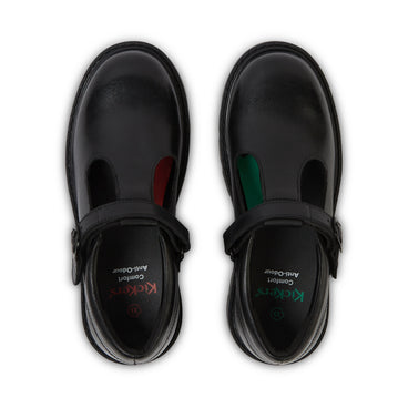 Detail view (Top view mapped) of Junior Girls Kori T Bar Leather Black