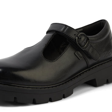 Detail view (close-up) of Junior Girls Kori T Bar Leather Black