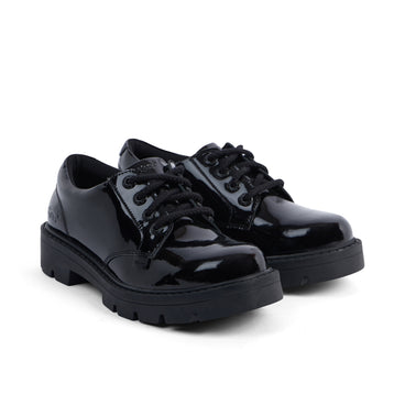Front ¾ right of Junior Girls Kori Lace Patent Leather Black