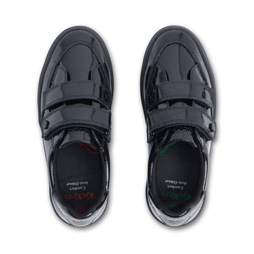 Detail view (Top view mapped) of Junior Girls Tovni Stack Lo Vel Patent Leather Black