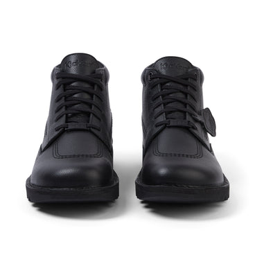 Front view of Adult Unisex Kick Boot Tumble Leather Black