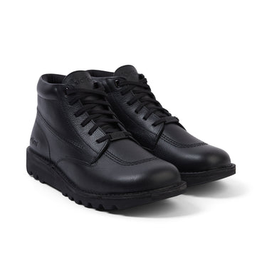 Front ¾ right of Adult Unisex Kick Boot Tumble Leather Black