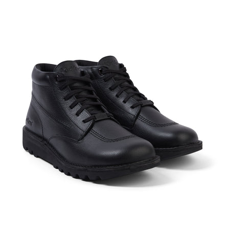 Front ¾ right of Adult Unisex Kick Boot Tumble Leather Black