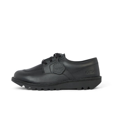 Left side view of Adult Unisex Kick Shoe Tumble Leather Black