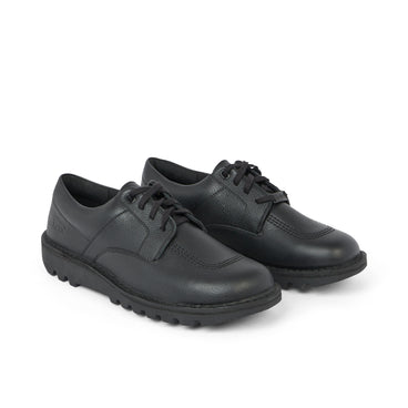 Front ¾ right of Adult Unisex Kick Shoe Tumble Leather Black
