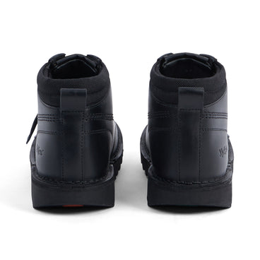 Back view of Youth Unisex Kick Hi Mix Mesh Leather Black