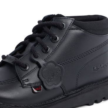 Detail view (close-up) of Youth Unisex Kick Hi Mix Mesh Leather Black