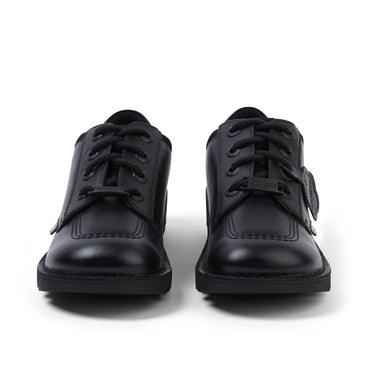 Front view of Youth Unisex Kick Lo Mix Mesh Leather Black