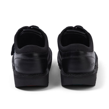 Back view of Youth Unisex Kick Lo Mix Mesh Leather Black