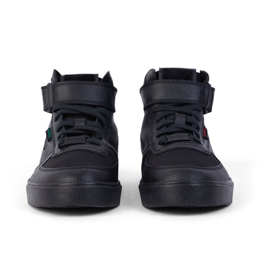 Front view of Youth Unisex Tovni Hi Mix Mesh Leather Black