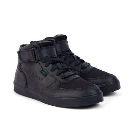 Front ¾ right of Youth Unisex Tovni Hi Mix Mesh Leather Black