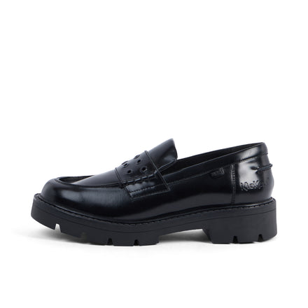 Left side view of Adult Womens Kori Loafer Rivet Leather Black