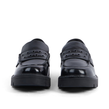 Front view of Adult Womens Kori Loafer Rivet Leather Black