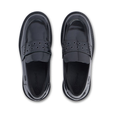 Detail view (Top view mapped) of Adult Womens Kori Loafer Rivet Leather Black