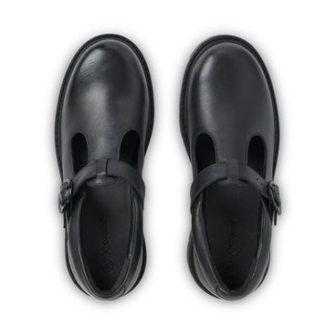 Detail view (Top view mapped) of Adult Womens Kori T Bar Leather Black