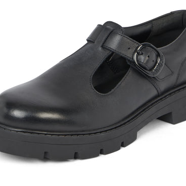 Detail view (close-up) of Adult Womens Kori T Bar Leather Black